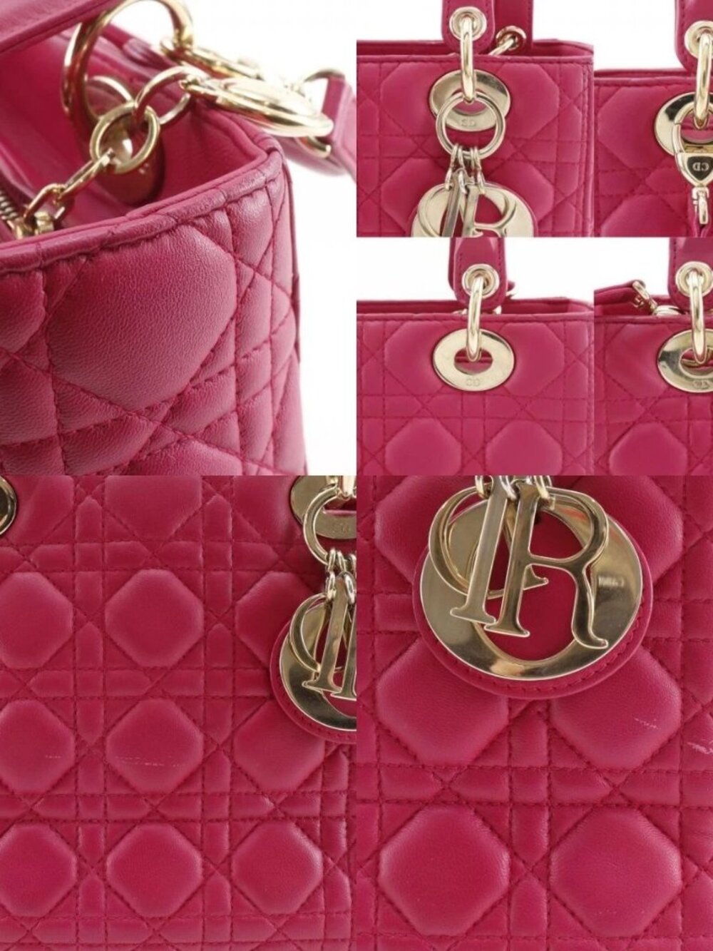 Dior Lady Dior Medium Handbag Canage pink lambskin Women - Picture 11 of 12